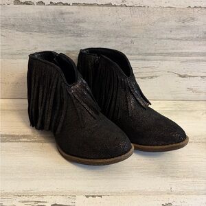 Very G Black Fringe Suede Ankle Booties